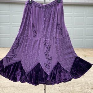 Embroidered purple velvet skirt - Cute Options L